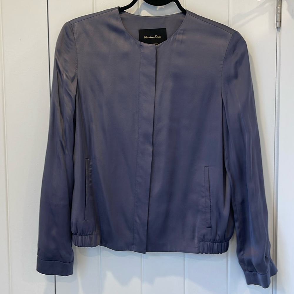 Silk Massimo Dutti Blue Bomber Jacket